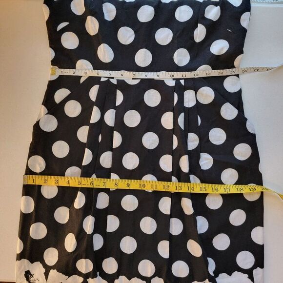 Modcoth Fever London Linen Sleeveless Midi Dress Womens 8 Polka Dot Black White - Picture 11 of 13